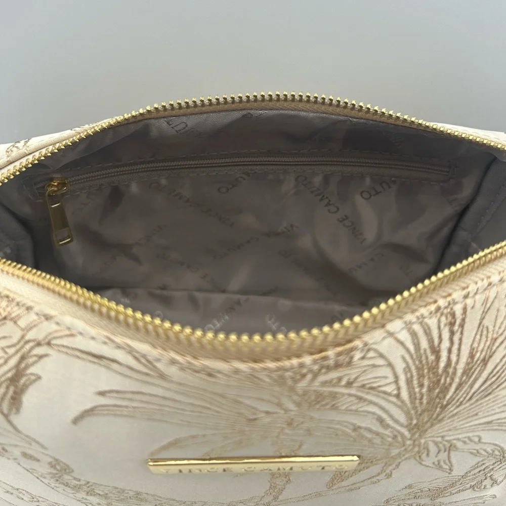 *New* Vince Camuto Cream and Gold Animal and Plant Scene Cosmetic/Travel Bag - Picture 10 of 15